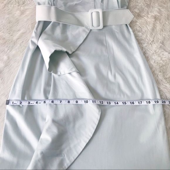 ANTONIO MELANI Draped Midi Dress Sleeveless Sheath Ruffle Mint Green Size 8 New - Picture 13 of 16